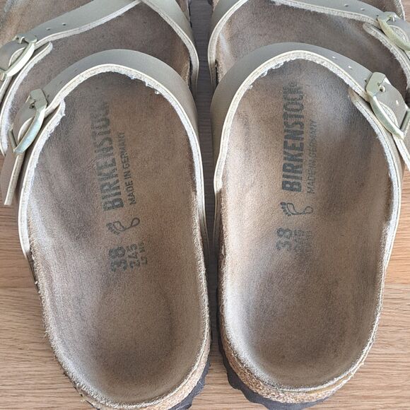 Birkenstock Mayari Metallic Gold Thong Sandals Womens 38 US 7 7.5 Vegan Leather - Picture 8 of 10